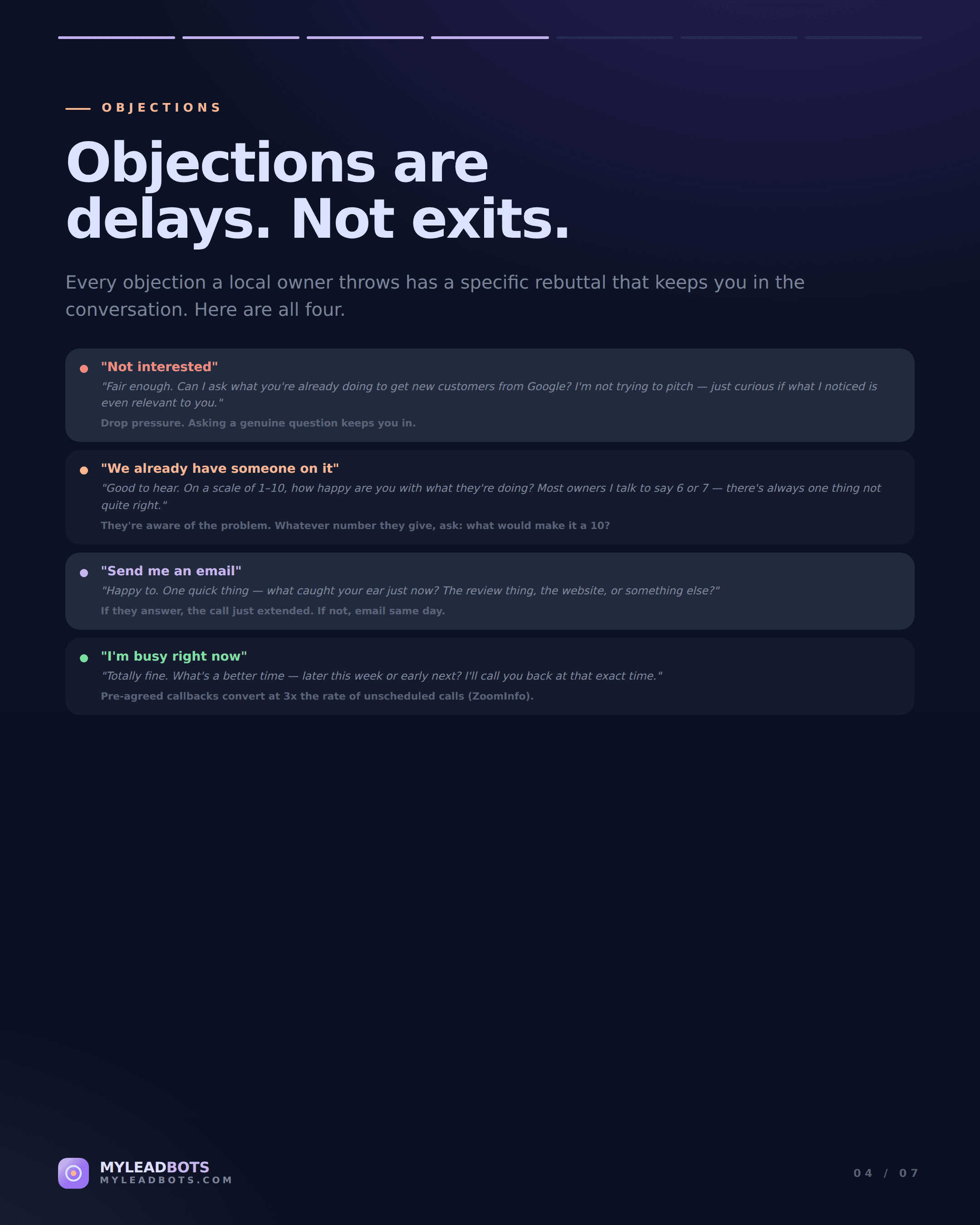 Cold Call Local Businesses: Script, Objections, Timing — slide 4