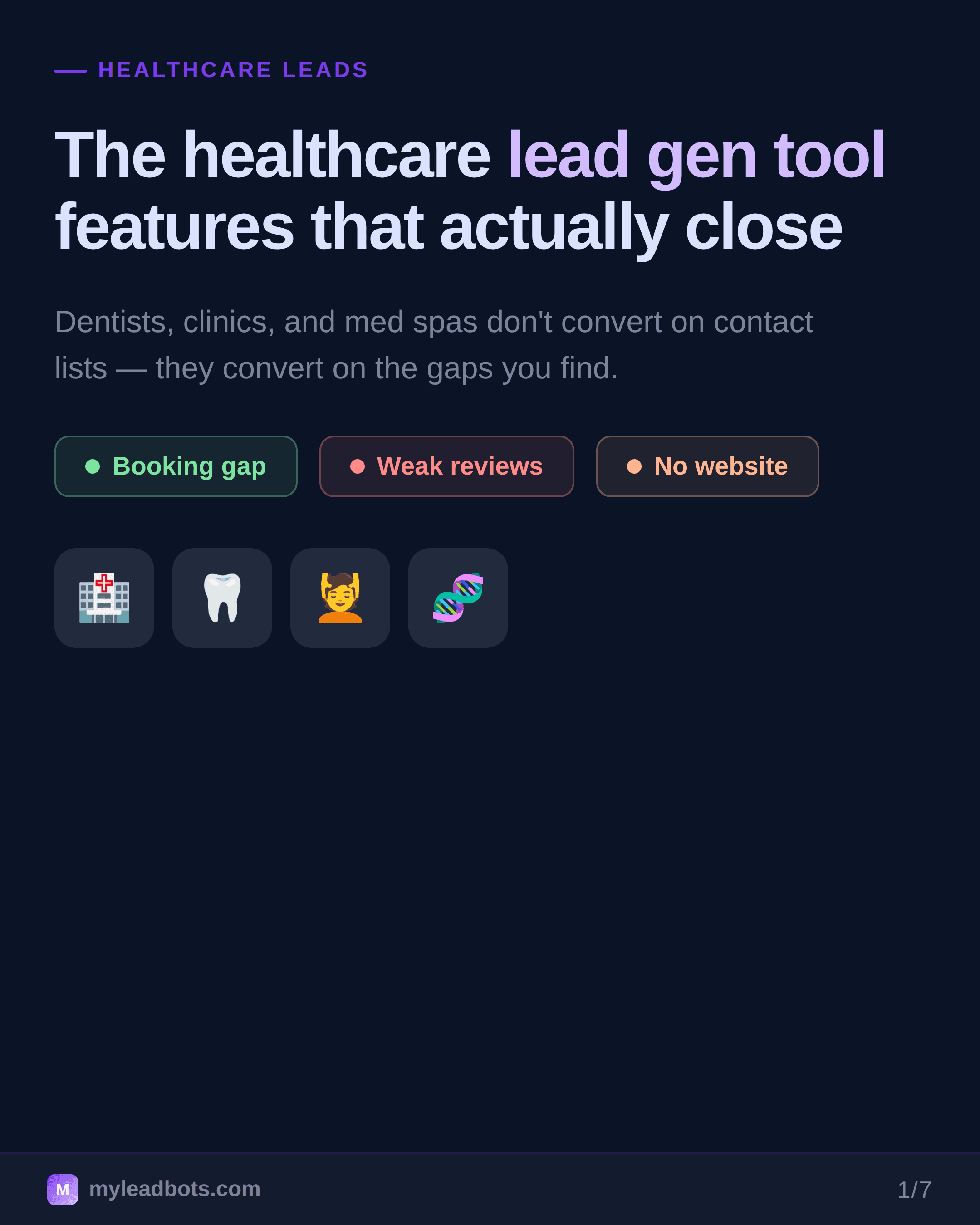 Lead Gen Tool Features for Finding Local Healthcare Clients — slide 1